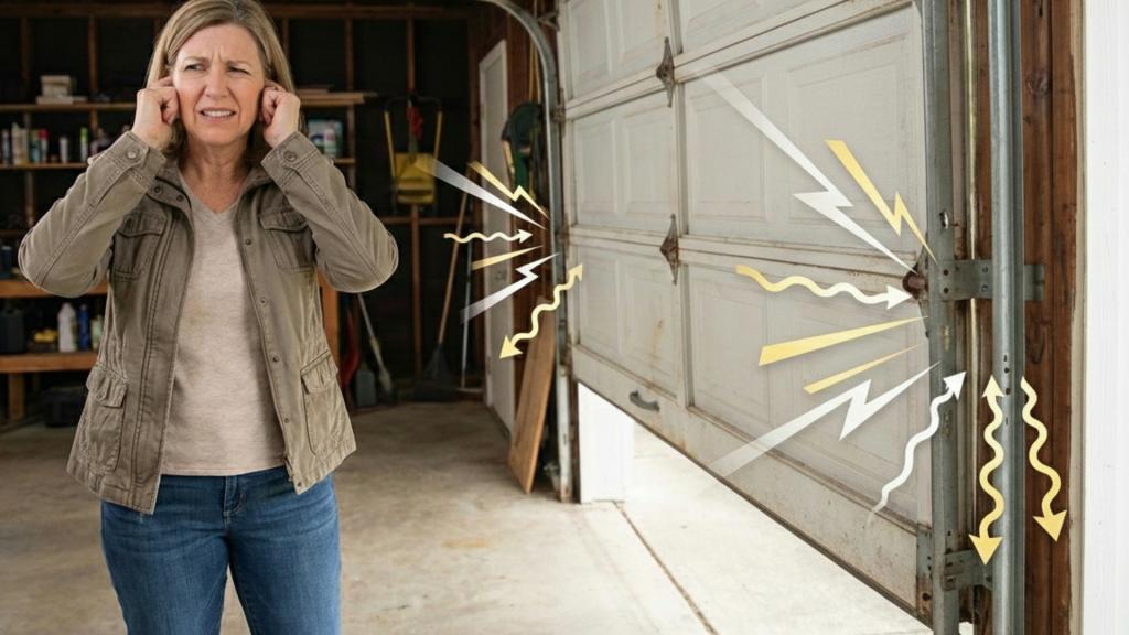 Noisy garage door causing discomfort for homeowner in her garage